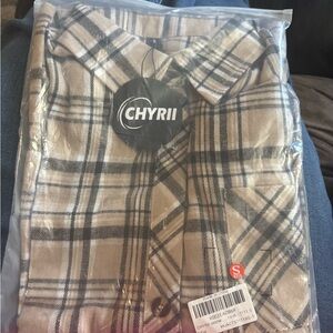 Chyrii Beige and Black Plaid Shirt